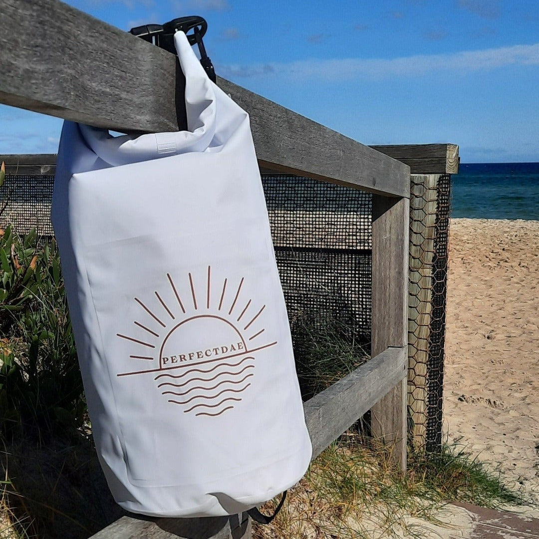 White Lockable Dry Bag – Portable Traveling Bag for Beach, sports, adventure
