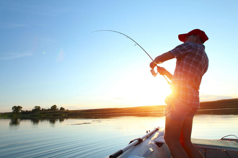 Fishing in a boat